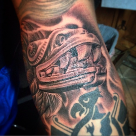Black and Grey Aztec Serpent Tattoo Design Thumbnail